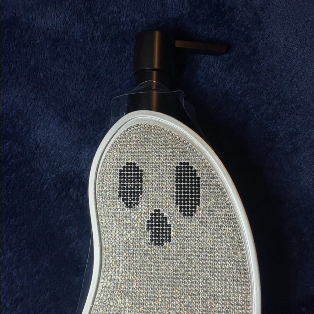 Ghost-Themed Rhinestone soap dispenser with Black Accents